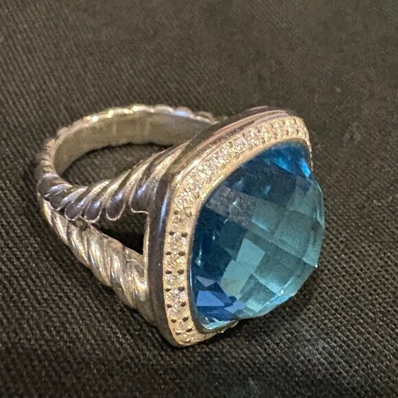 SOLD- David Yurman Albion Turquoise and Diamond Ring - Picture 1 of 9